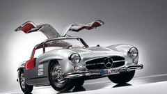 Silver Mercedes-Benz classic cars butterfly doors German cars 