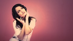 Simple Background headphones woman