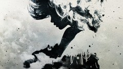 Simple black and white woman abstract faces minimalistic 