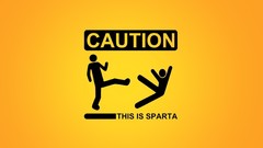 Simple caution warning signs Sparta yellow background funny 