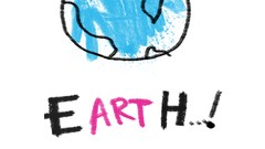 Simple paint advertisement Crayons Typography Earth planets 