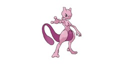 Simple pink white purple white background red eyes Pokemon mew 
