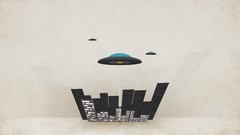 Simple white background Aliens spaceships vehicles alien 