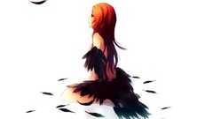 Simple woman feathers Anime white background bleach inoue 