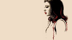 Simple woman lips faces brunettes artwork