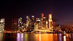 Singapore skyline cityscapes aurora borealis