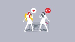 Singing angels demons minimalistic artwork