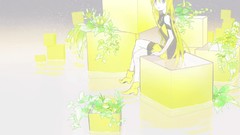 Sitting blondes long hair blue eyes vocaloid Lily (Vocaloid)