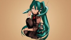 Sitting microphones skirts long hair anime girls pantyhose 