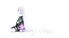 Sitting shirts skirts pink hair long hair anime girls boots 