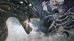 Skeletons alien artwork digital art xenomorph