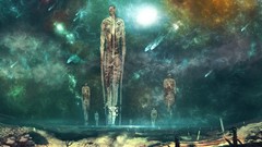 Skeletons fantasy art alien landscapes