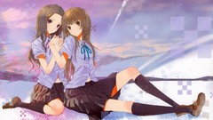 Skirts anime girls brunettes school uniforms fuyuno haruaki