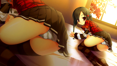 Skirts anime girls striped