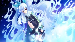 Skirts blue hair long hair anime girls game cg purple eyes 