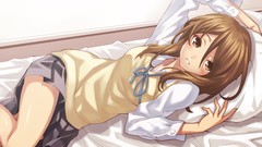 Skirts blush anime girls brown eyes k - on seifuku lying down 