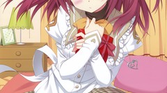 Skirts blush anime girls school uniforms seifuku redheads 