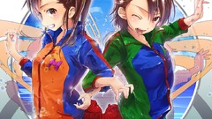 Skirts blush long hair anime girls brown eyes brunettes 