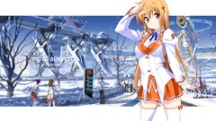 Skirts blush long hair anime girls brown eyes brunettes school 