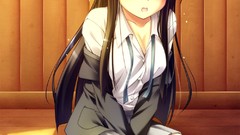Skirts blush long hair anime girls brunettes school uniforms 