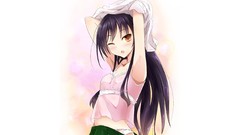 Skirts blush long hair anime girls school uniforms wink yellow 