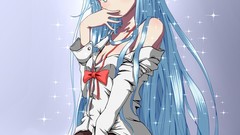 Skirts long hair anime girls blue eyes