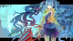 Skirts long hair anime girls blue eyes hatsune miku vocaloid