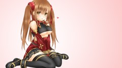 Skirts long hair anime girls brown eyes brunettes twintails 