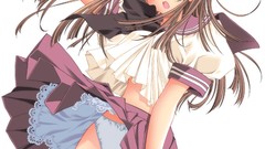 Skirts long hair anime girls brown eyes brunettes upskirt non 