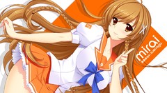 Skirts long hair anime girls brown eyes school uniforms seifuku 