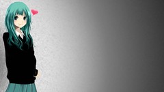 Skirts long hair anime girls green eyes green hair original 