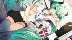 Skirts long hair anime girls green eyes hatsune miku vocaloid 