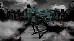 Skirts long hair anime girls hatsune miku vocaloid cityscapes 