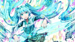 Skirts long hair anime girls hatsune miku vocaloid twintails 