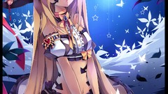 Skirts long hair anime girls witches purple eyes thigh highs 