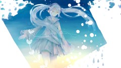 Skirts long hair closed eyes hatsune miku vocaloid twintails 