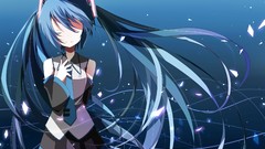 Skirts long hair closed eyes hatsune miku vocaloid twintails 