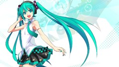 Skirts long hair hatsune miku vocaloid aqua hair aqua eyes