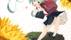 Skirts long hair hatsune miku vocaloid aqua hair lolitas aqua 