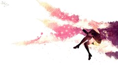 Skirts pink hair blue eyes original characters thigh highs