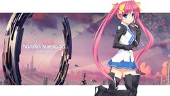 Skirts pink hair long hair anime girls blue eyes school 