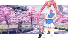 Skirts pink hair long hair anime girls blue eyes school 