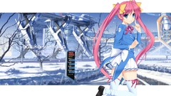 Skirts pink hair long hair anime girls blue eyes school 