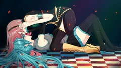 Skirts pink hair long hair anime girls hatsune miku vocaloid 