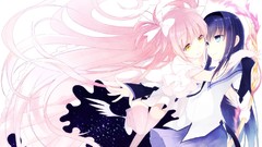 Skirts pink hair long hair anime girls mahou shoujo madoka 