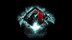 skrillex logo dark black Simple Background black background