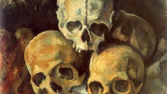 skull artwork painting brown