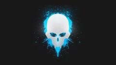 skull Minimalism gray digital art cyan simple black