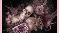 Skulls and roses abstract