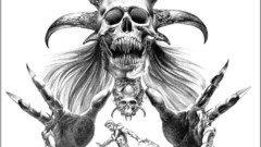 Skulls demons monochrome drawings